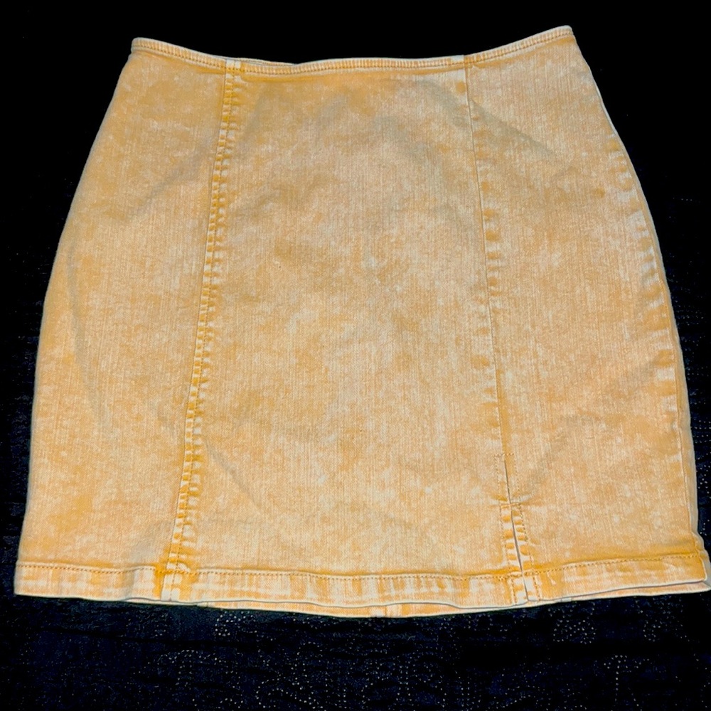 Yellow jean mini skirt